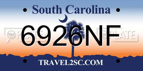 6926NF South Carolina License Plate