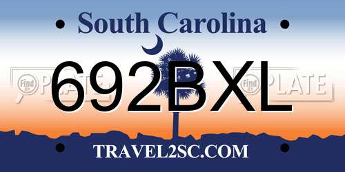 692BXL South Carolina License Plate