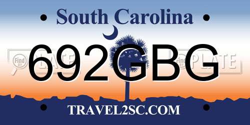 692GBG South Carolina License Plate