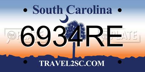 6934RE South Carolina License Plate