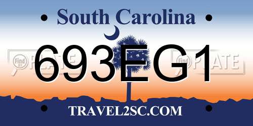 693EG1 South Carolina License Plate