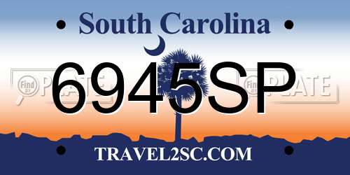 6945SP South Carolina License Plate