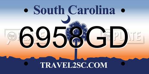 6958GD South Carolina License Plate