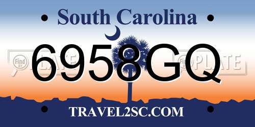 6958GQ South Carolina License Plate