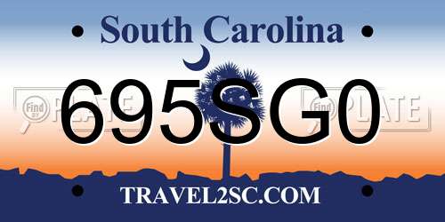 695SG0 South Carolina License Plate