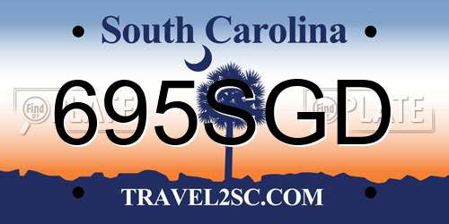 695SGD South Carolina License Plate