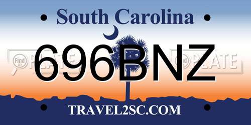 696BNZ South Carolina License Plate