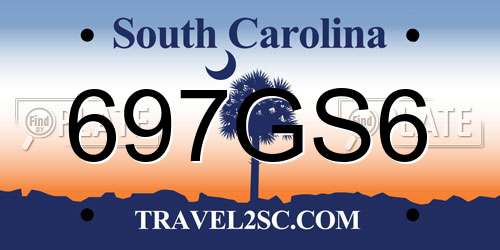 697GS6 South Carolina License Plate
