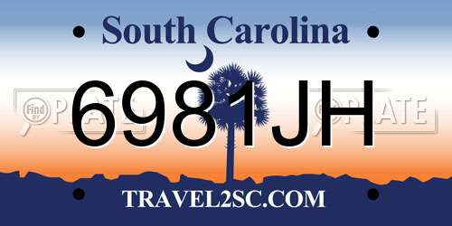 6981JH South Carolina License Plate