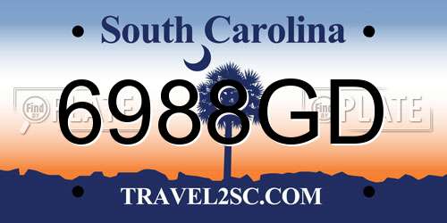 6988GD South Carolina License Plate