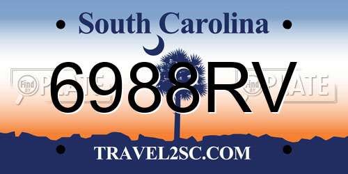 6988RV South Carolina License Plate
