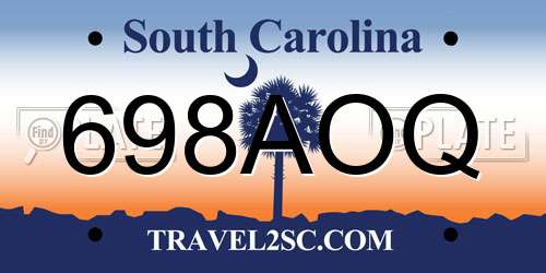 698AOQ South Carolina License Plate