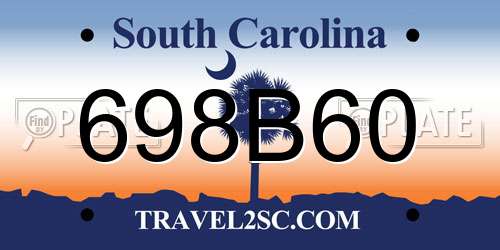 698B60 South Carolina License Plate