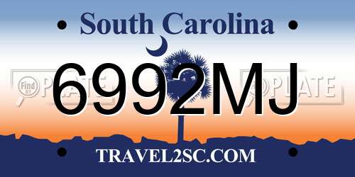6992MJ South Carolina License Plate