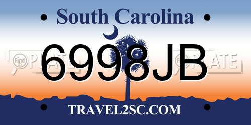 6998JB South Carolina License Plate