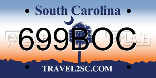 699BOC South Carolina License Plate