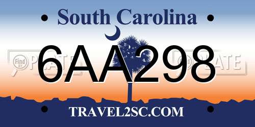 6AA298 South Carolina License Plate
