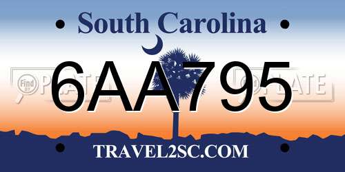 6AA795 South Carolina License Plate