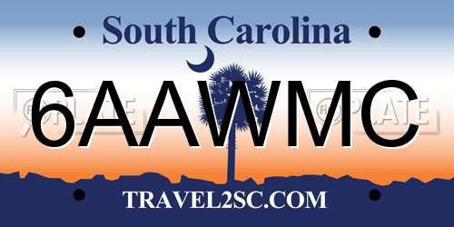 6AAWMC South Carolina License Plate
