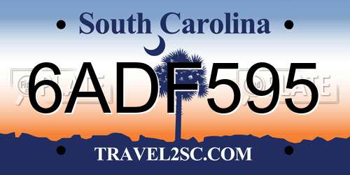 6ADF595 South Carolina License Plate