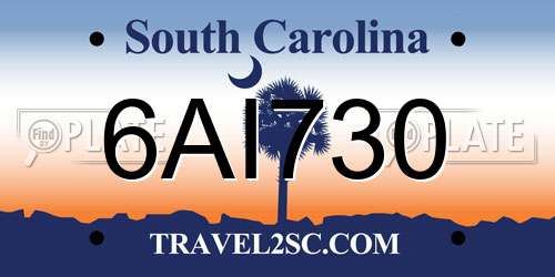 6AI730 South Carolina License Plate