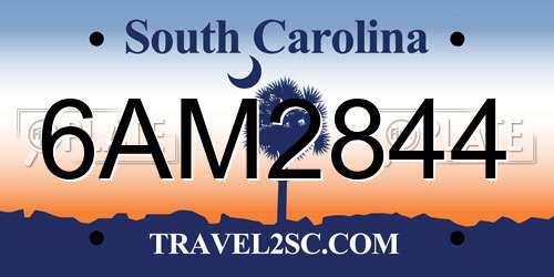 6AM2844 South Carolina License Plate