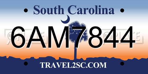 6AM7844 South Carolina License Plate