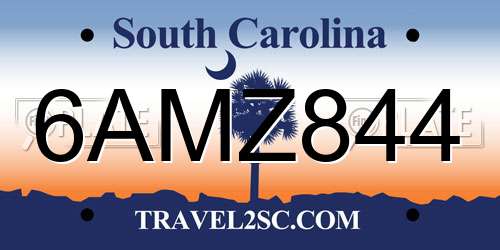 6AMZ844 South Carolina License Plate