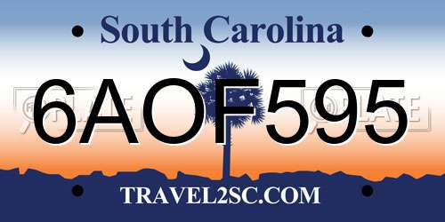 6AOF595 South Carolina License Plate