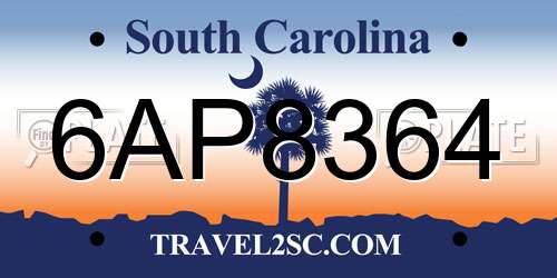 6AP8364 South Carolina License Plate