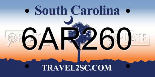 6AR260 South Carolina License Plate