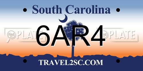 6AR4 South Carolina License Plate