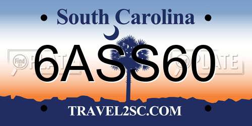 6ASS60 South Carolina License Plate