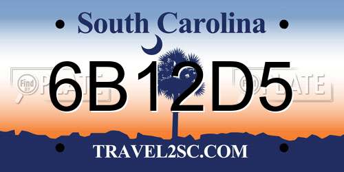 6B12D5 South Carolina License Plate