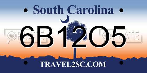 6B12O5 South Carolina License Plate
