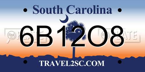 6B12O8 South Carolina License Plate