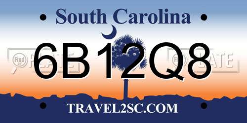6B12Q8 South Carolina License Plate