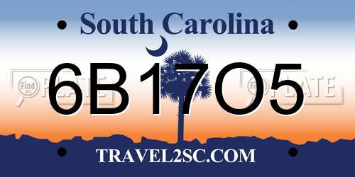 6B17O5 South Carolina License Plate