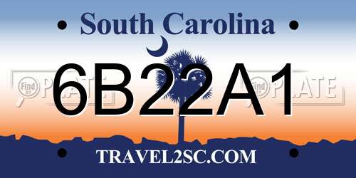 6B22A1 South Carolina License Plate