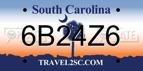 6B24Z6 South Carolina License Plate
