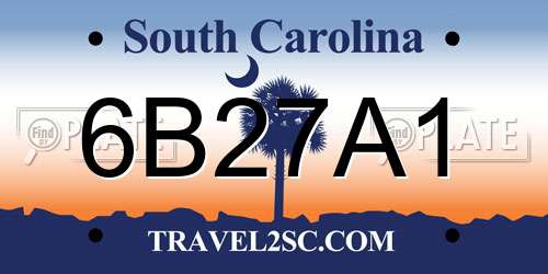 6B27A1 South Carolina License Plate