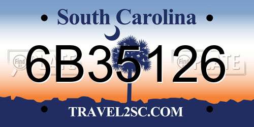 6B35126 South Carolina License Plate