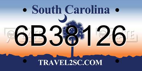 6B38126 South Carolina License Plate
