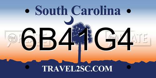 6B41G4 South Carolina License Plate