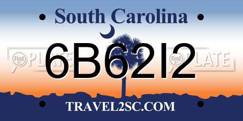 6B62I2 South Carolina License Plate