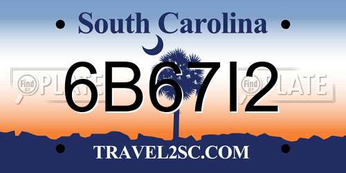 6B67I2 South Carolina License Plate