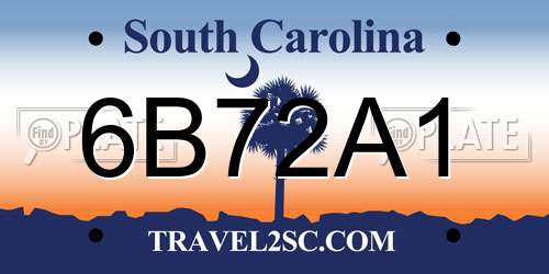 6B72A1 South Carolina License Plate
