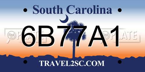 6B77A1 South Carolina License Plate