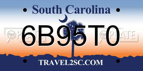 6B95T0 South Carolina License Plate