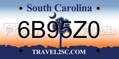 6B95Z0 South Carolina License Plate